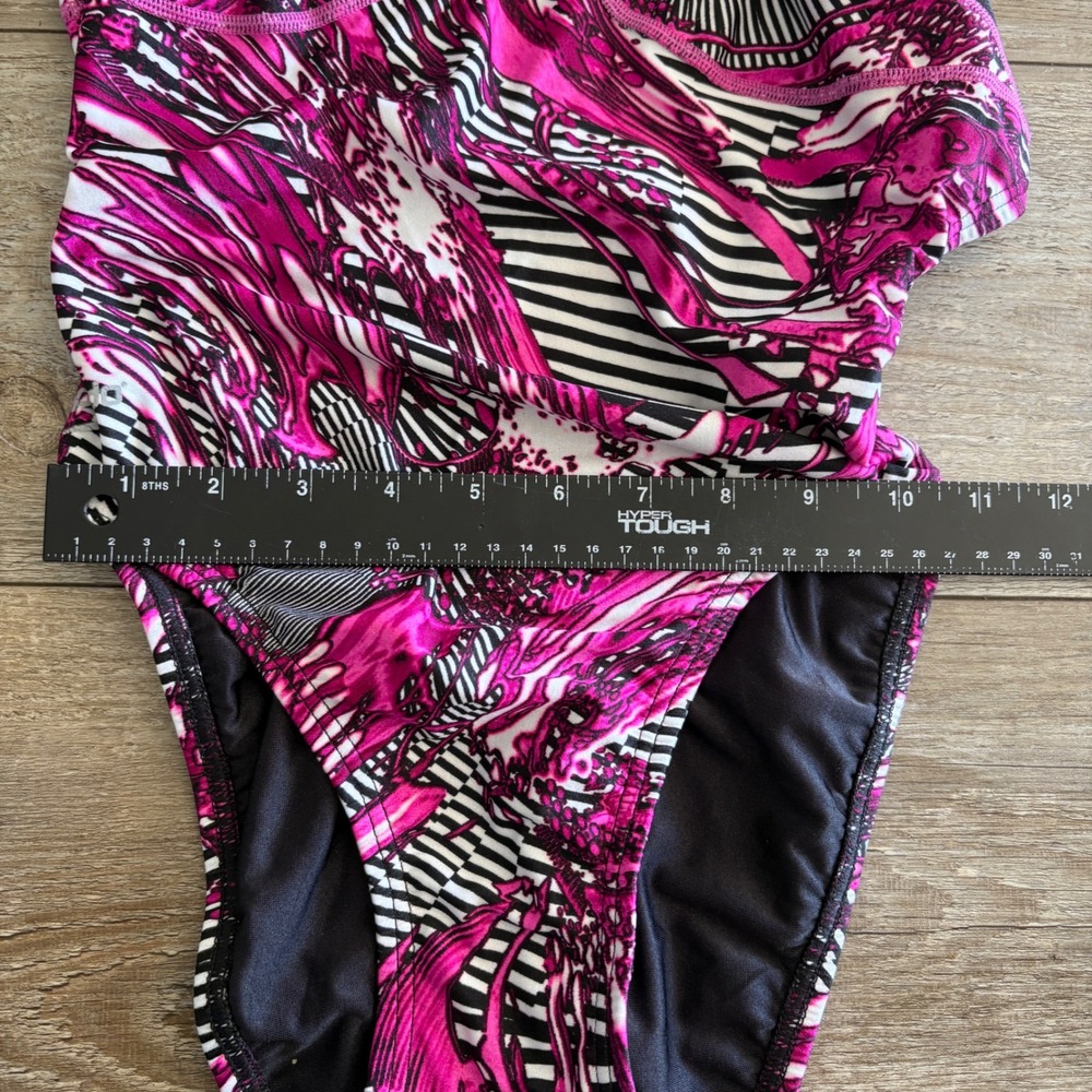 Speedo One Piece Swimsuit Womens 30 Pink Abstract Geometric Athletic Swimwear - Picture 5 of 6